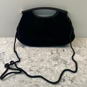 Vintage Valerie Stevens Cocktail Crossbody Clutch Purse Black Velvet Jeweled JL